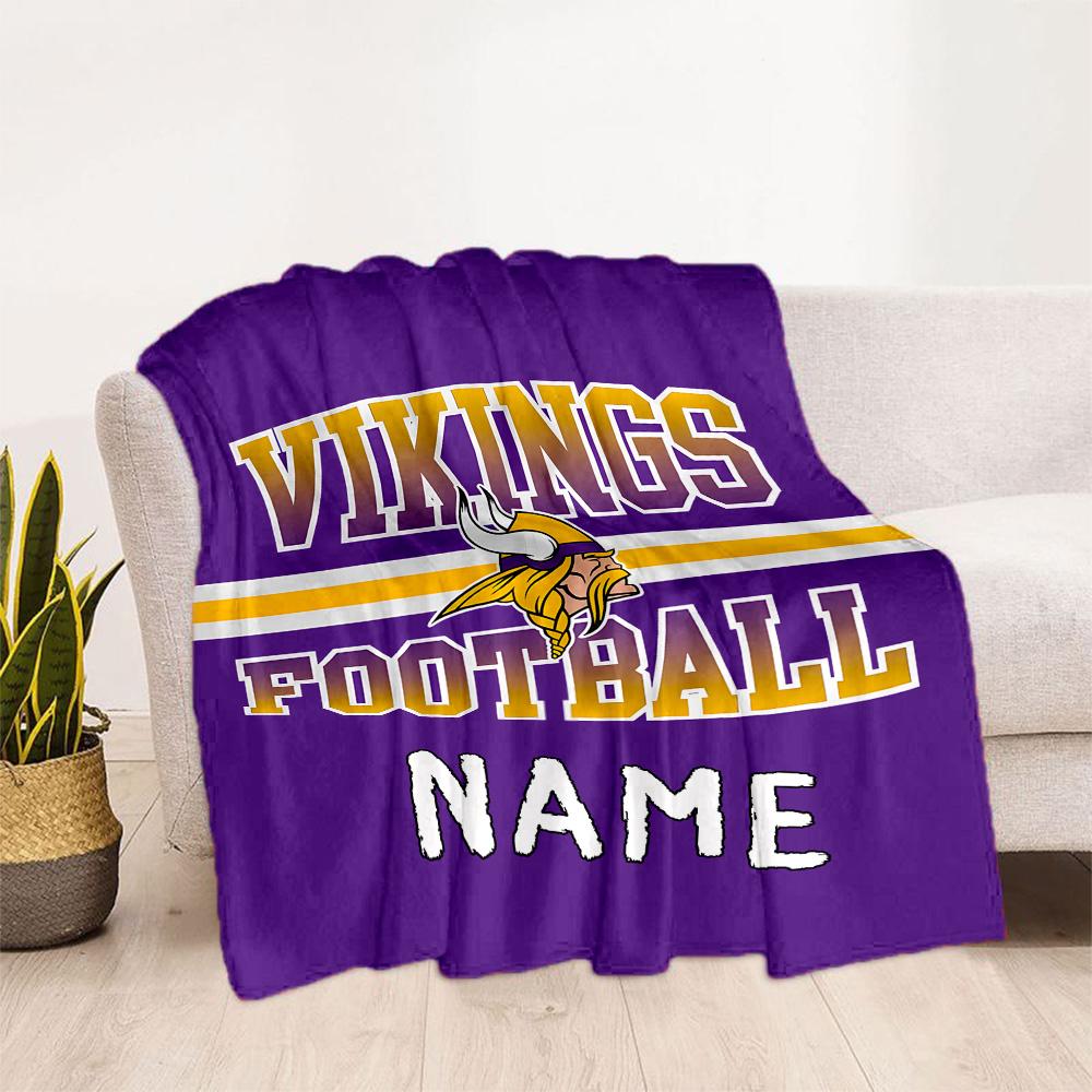 Vikings Football Jersey Personalized Text Blanket Lightweight Customizable Blanket Warmthful Decor for Chair Home Decor Picnics Nap