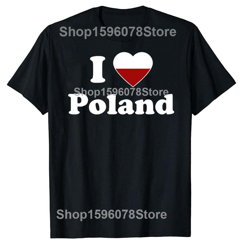 Lustiges Ich Liebe Polen Rotes Herz Polnische T-Shirts Herren Damen Baumwolle Humor Streetwear T-Shirt Kurzarm Unisex Lockere Kleidung