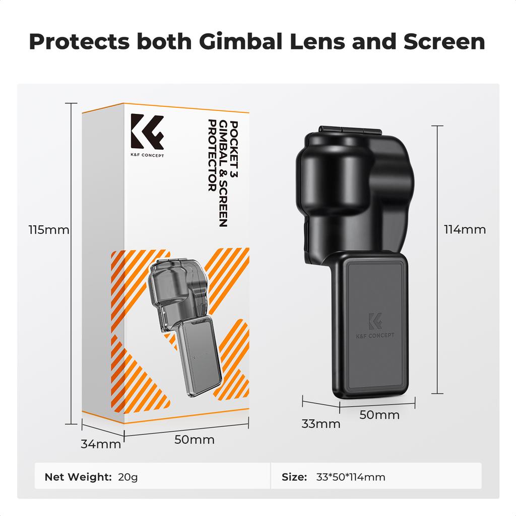 K&F CONCEPT Protective Cover Case for DJI Osmo Pocket 3 Gimbal Screen Protector Lens Guard Plastic Case Pocket 3 Accessories