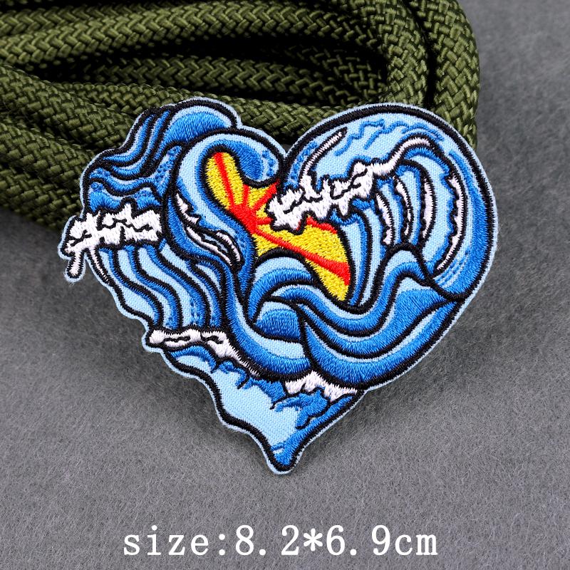Heart Landscape Patch Iron On Patches For Clothing Wilderness Outdoor Embroidery Patches For Clothes Adventure Patch Stickers