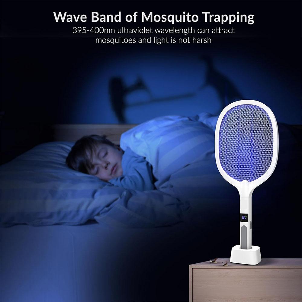 Electric Fly Swatter Insect Killer 4000V Type-C Rechargeable Detachable Handheld Automatic Tapping Mode Indoor Outdoor for Home