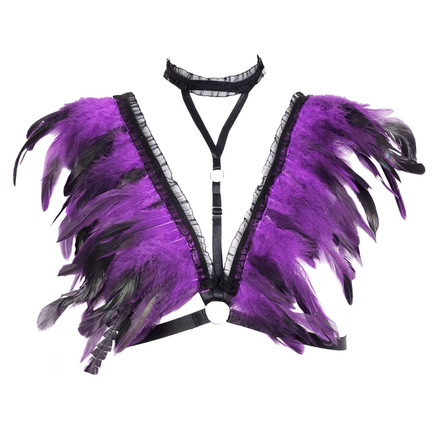 

Кружевной чокер с перьями, Сексуальное нижнее белье, Вечеринка, Танцы, Костюмы для ночного клуба, Ролевые игры, Костюм на Хэллоуин, Украшение для вечеринки фиолетовый