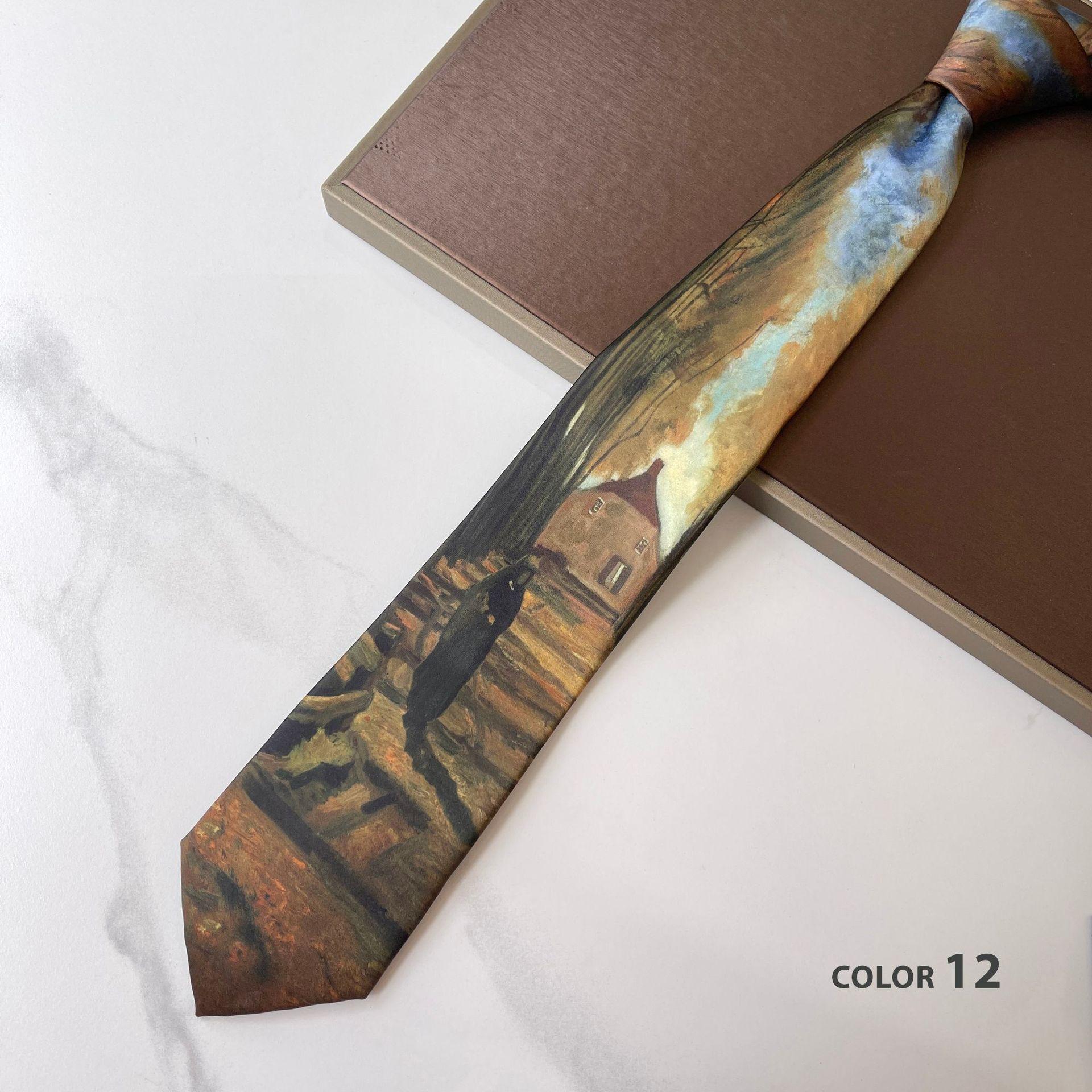 

Галстук звездного неба, картина маслом, 8 см, оригинальный мужской и женский наряд, печать, ретро-галстук