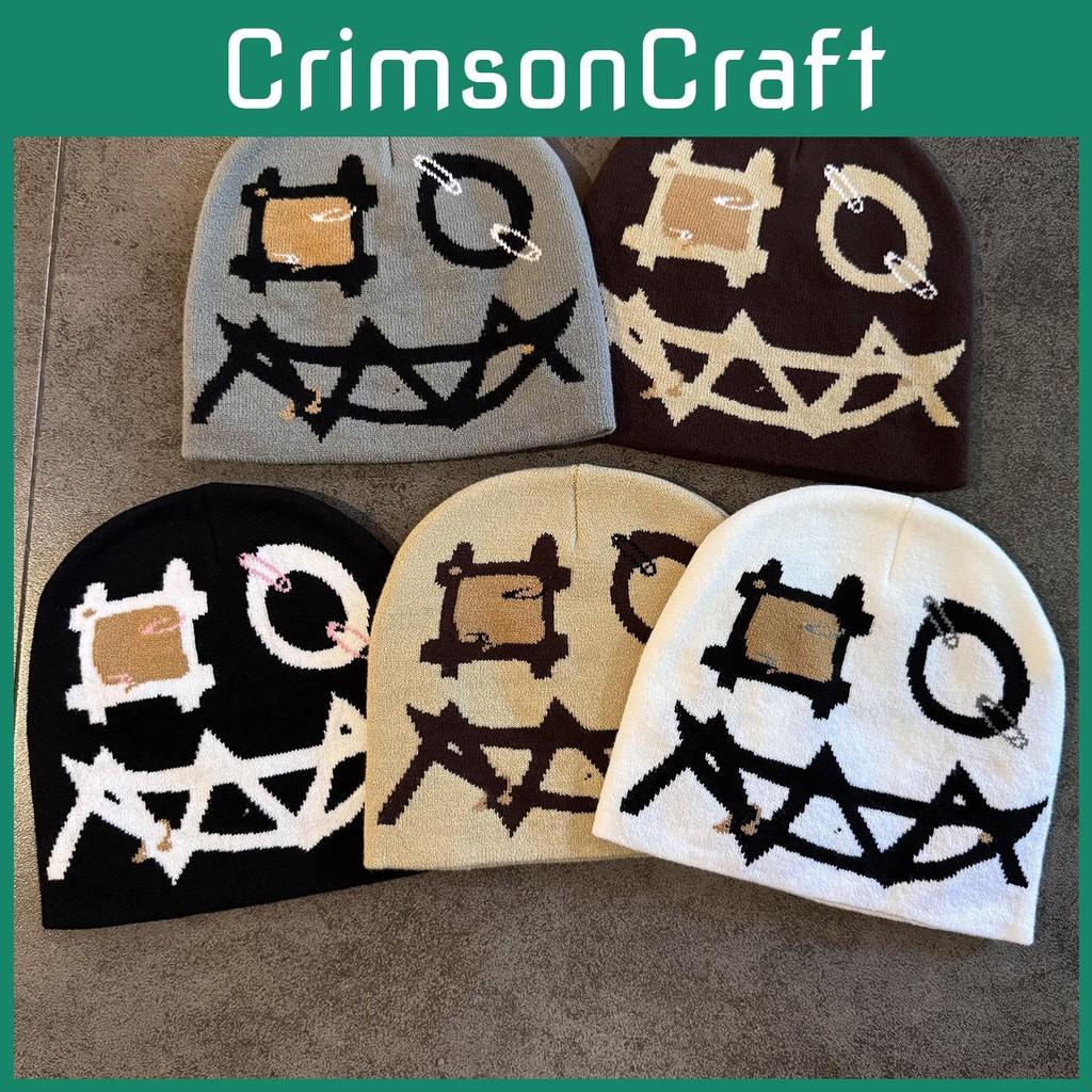 Urban Fashion Knit Hat Demon Face Knitting Pattern Teens Adults Season Cold