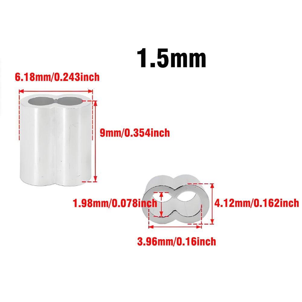 30/50PCS M1.2 M1.5 M2 M3 M4 Aluminum Crimping Loop Sleeve Double Hole Wire Rope Sleeves Steel Wire Loops Clip Fixed Accessories