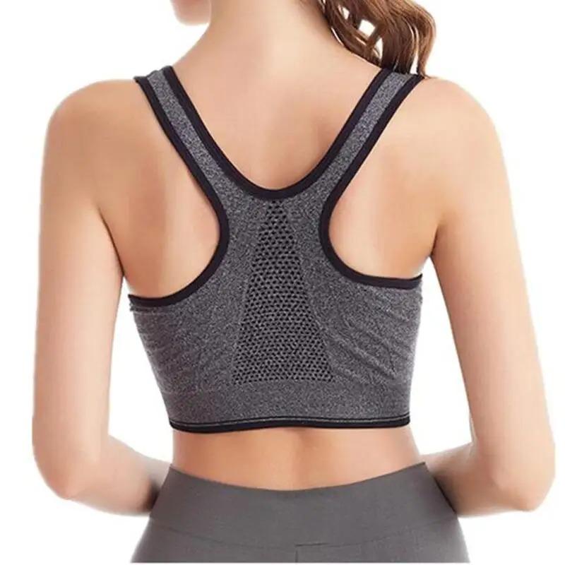 Front Zipper Sports Bra Shock-absorbing Women's Underwear Breathable Without Steel Ring Running Vest Fitness Bralette