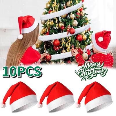 Erwachsene Kinder Weihnachtsmützen Vliesstoff Weihnachtsmann Weihnachts-Hüte Frohe Weihnachten Zuhause Neujahrsgeschenke Festliche Partyzubehör