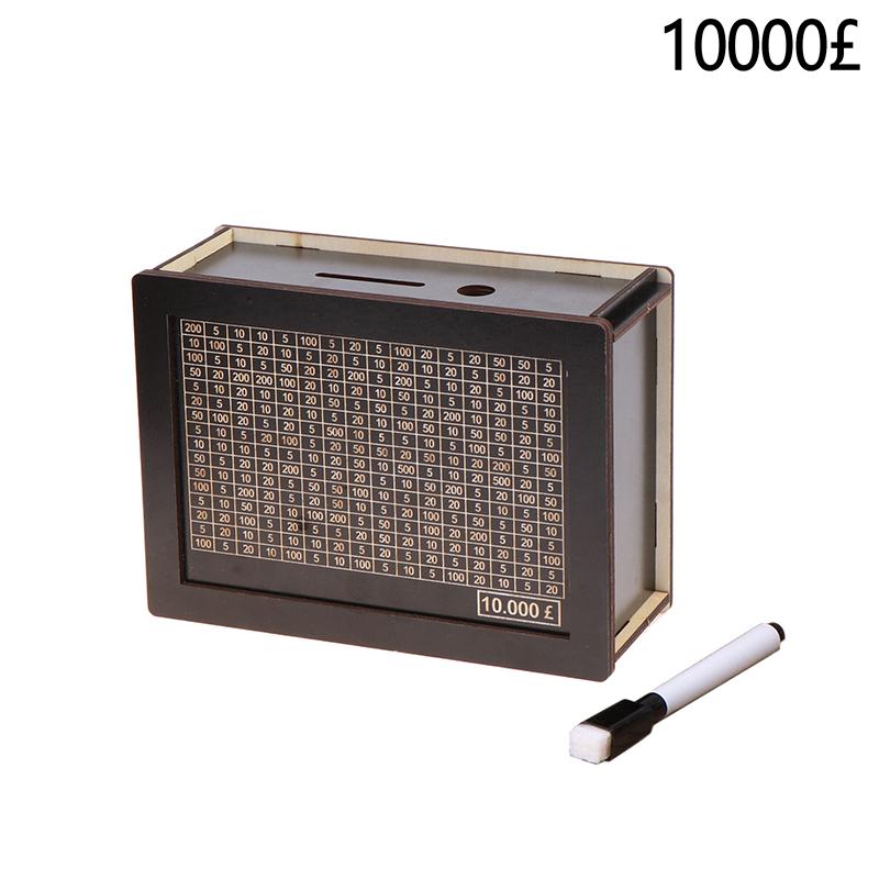 500/1000/2000/3000/5000/10 000 euro sparebøsse Sparegris Wood Money Bank Gjenbrukbar pengebøsse med sparemål og tallbokser