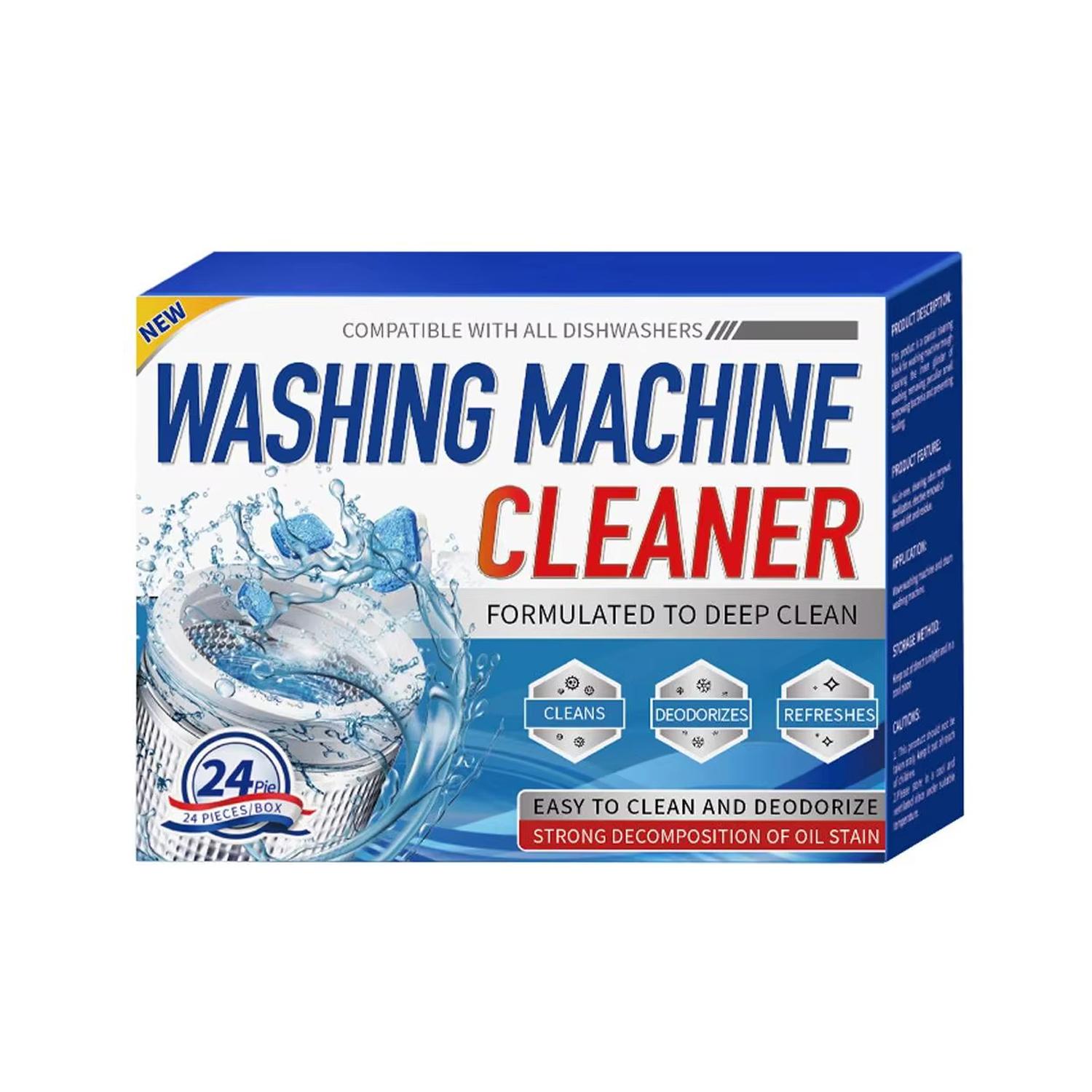 

Washing Machine Cleaner Descaler Deep Cleaning Tablets Odor Removing Effervescent for Home Washer Laundry Supplies 12/24pcs Pack 24pcs pack