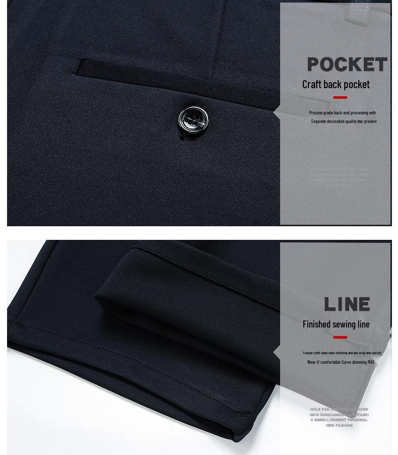 Men's High-Waist Casual Summer Pants - Straight Leg, Four-Way Stretch, Wrinkle-Free, Loose Fit for Middle-Aged