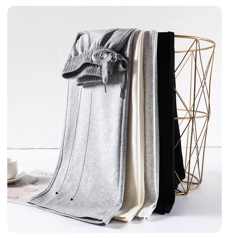 Women's Gray Slim Wide-Leg Sweatpants: Spring 2025 Casual Draped Sports Trousers