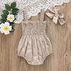 Infant Baby Girl Romper Clothes Ruched Casual Sleeveless Newborn Bodysuit with Headband Summer Jumpsuit Cute Toddler Outfit Suit