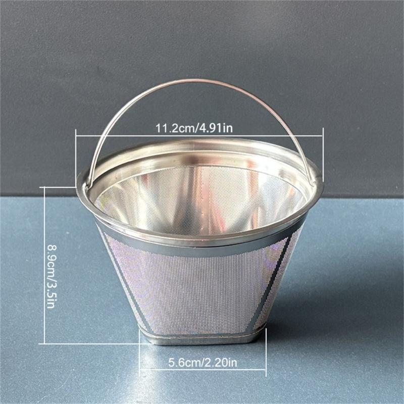 Practical Stainless Steel Coffee Filter Cone Shape With Fine Mesh For Coffee Maker Espresso Machine Accessories