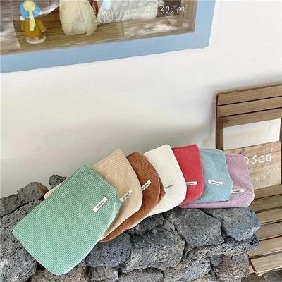 Cord Samt Make-up Tasche Damen Große Kapazität Lippenstift Make-up Pinsel Make-up Handy Tragetasche Einfarbig Aufbewahrungstaschen