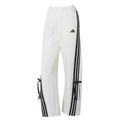 Loose Fit Lace-Up Striped Bow Wide Leg Casual Pants Women Bottoms White KG3857