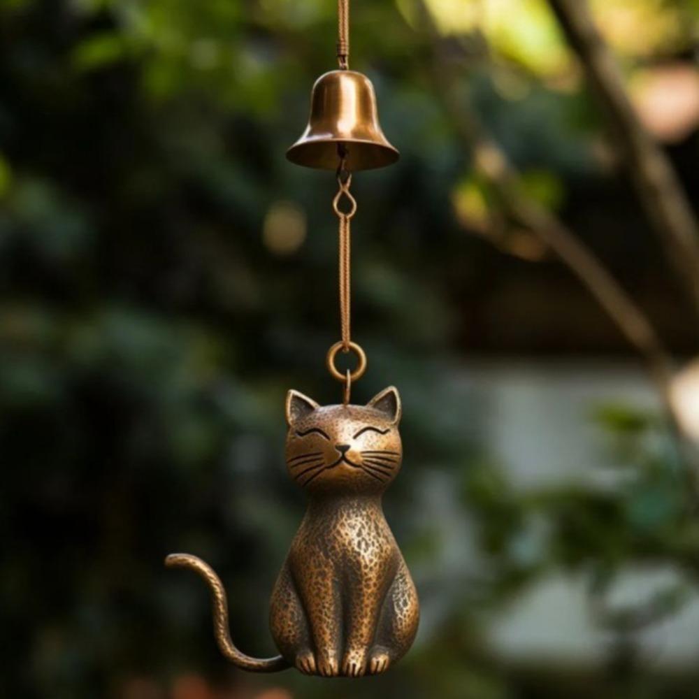 Creative Cat Wind Chime Quiet Wind Chimes Bell Decorations Pendant Wind Chimes Retro Yard Decor Hanging Memorial Ornaments