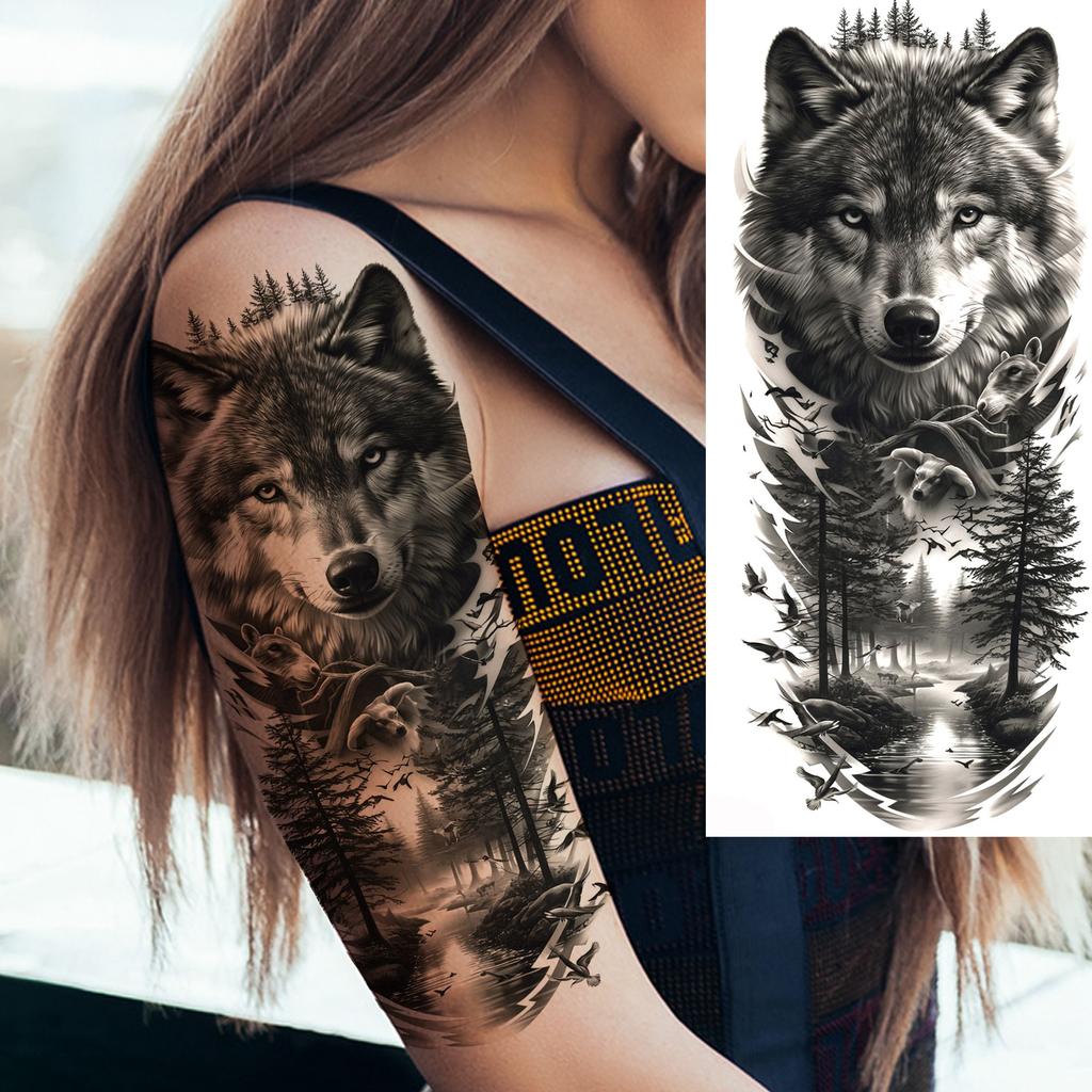 1 Sheet Creative Lion Temporary Tattoos For Men Women Adult, Waterproof Realistic Temp Fake Tattoo Sticker Long Lasting Body Art