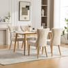 Modern upholstered dining chairs made of solid wood with chenille fabric cover, with wood legs and rivet decoration. 2 pieces per carton.-Beige
