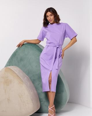 Lilafarbenes einfarbiges Kleid mit Schlitz ISSA PLUS