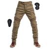 RENHE Men's Motorcycle Riding Pants with Protectors, Rider Pants, Spring/Autumn, All-Season, Stretch Fabric, Abrasion Resistant, Khaki, Size Small