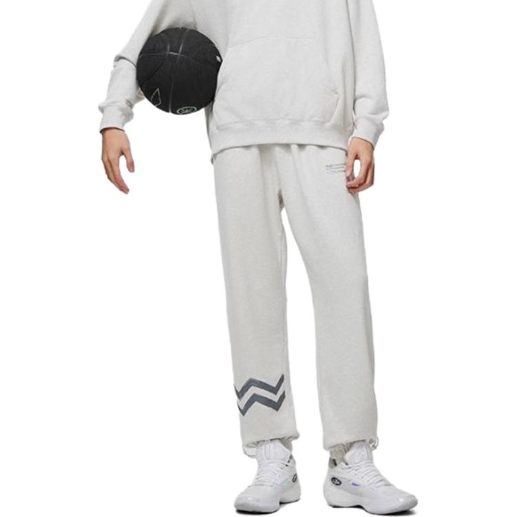 Li Ning Strick-Jogginghose Herren Hellgrau Flisgrau AKLU013-6