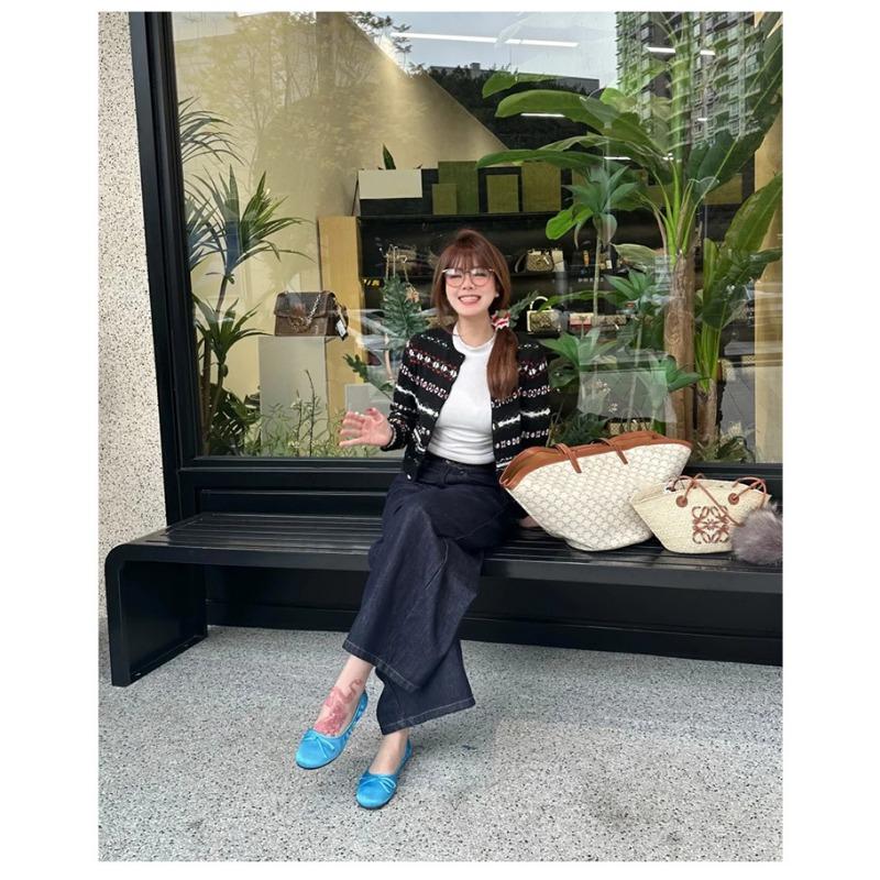 Bow Round Head Ballet Single Shoes Women's Small Blue Shoes Gentle Wind One Pedal Flat Shoes