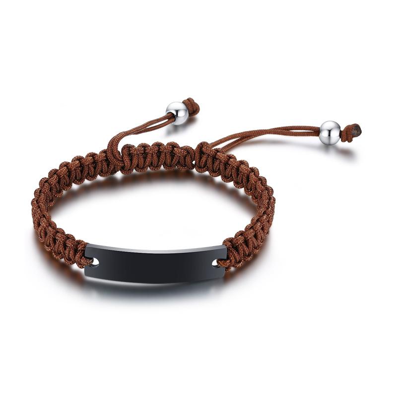 Engraved Personalized Rope ID Bracelet Braided Adjustable Friendship Couples Women Men Custom Name Initials Wristband