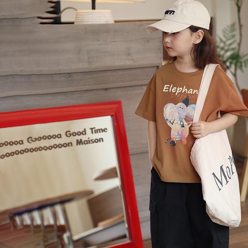 Cotton trendy children's fashionable short-sleeved T-shirt