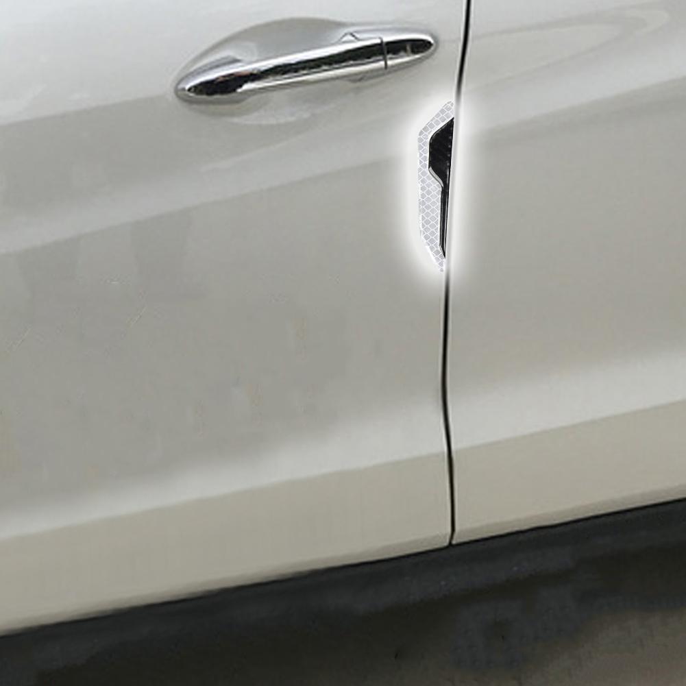 4Pcs Car SUV Body Door Reflective Safety Warning Anti-Collision Carbon Fibre Sticker Protector Car Accessories Car Stickers