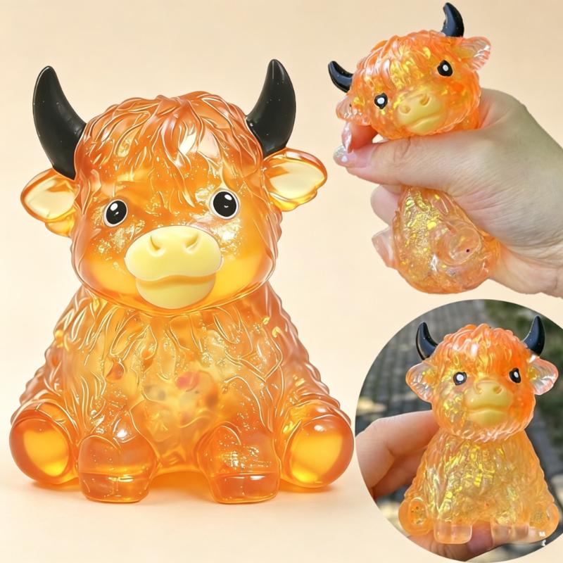 Cute Cow Squishy Maltose Fidget Toy Soft Cow  Squeeze Toy Small Cute Animal Anti Stress Splat Decompressions Vent Squeeze Toy