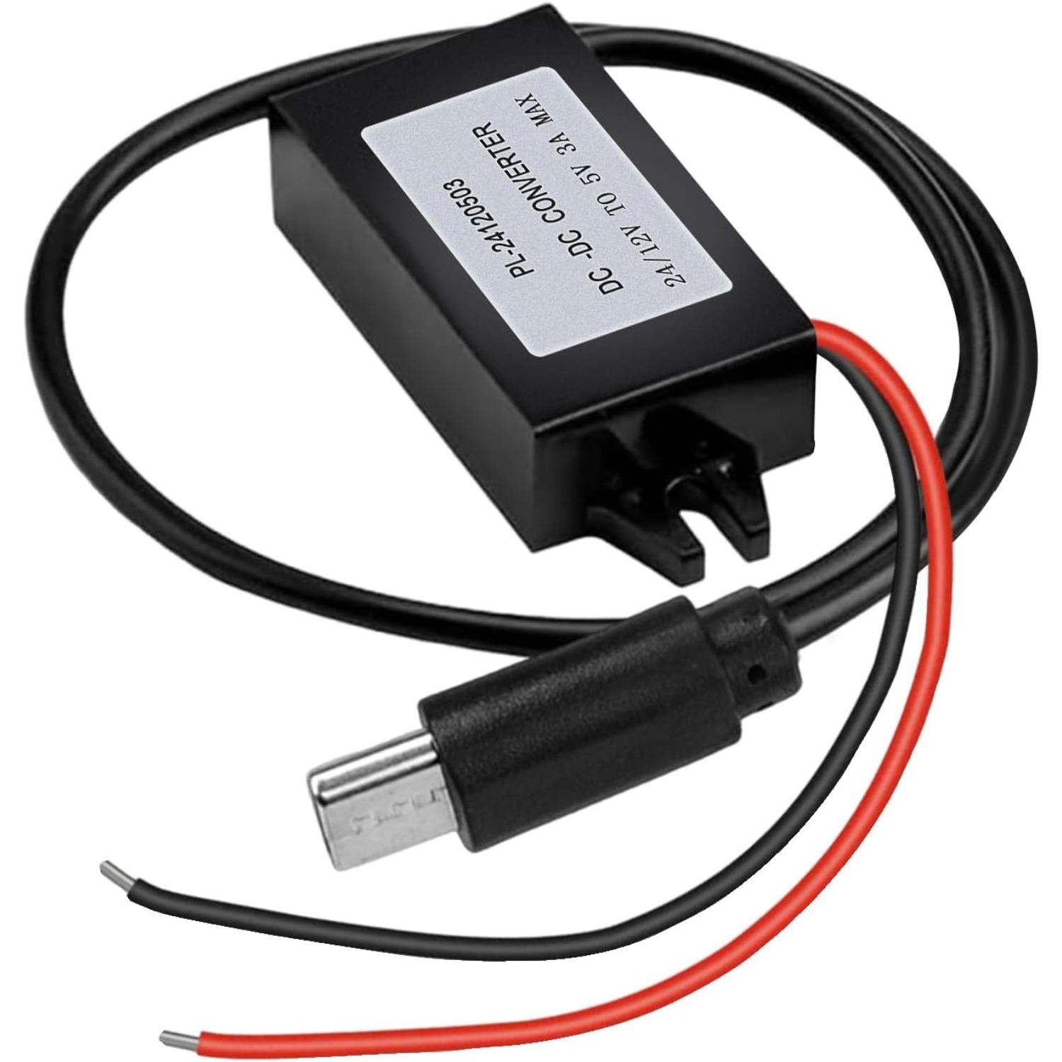Car Power Converters DC 12V/24V to 5V USB Converter Type-C Port 5V 3A Buck Module Car Power Adapter чёрный