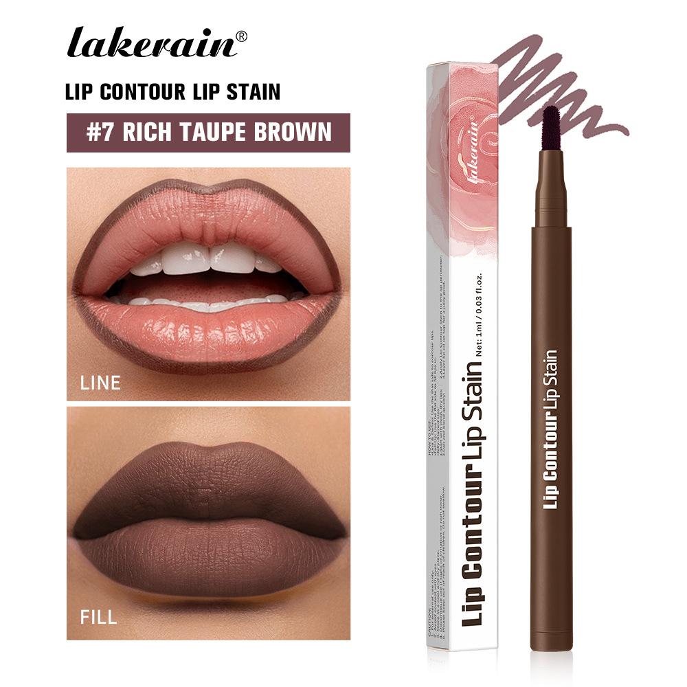 Lakerain Contorno Labbra Tinta Labbra Penna Anti-macchia Non Si Attacca alla Tazza Labbra Idratanti Trucco Labbra Cosmetico 2-in-1 Tinta Labbra & Matita