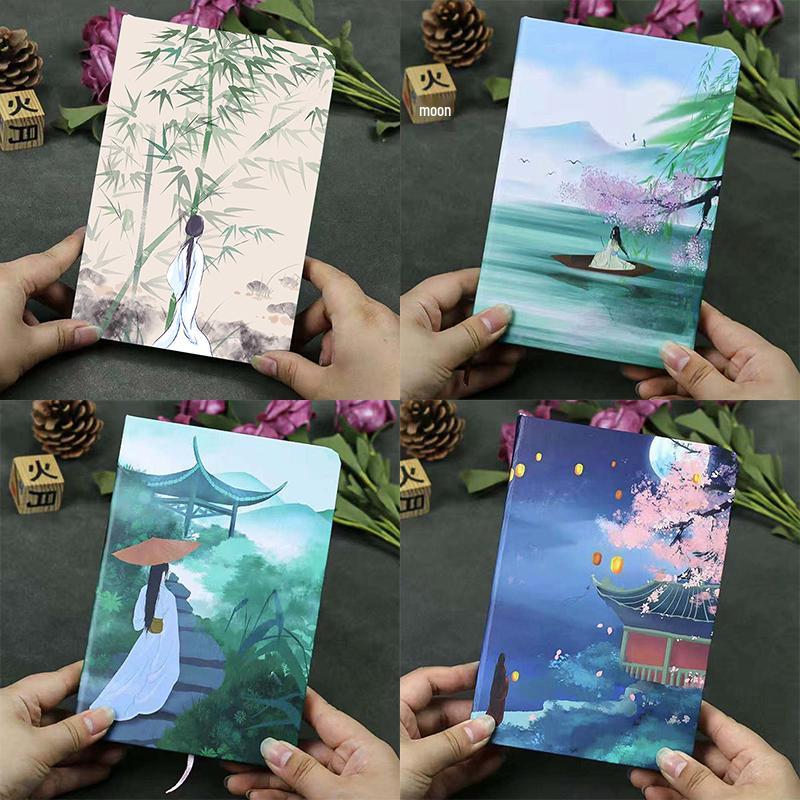 Gusu Retro Style Illustrated Diary Notebook with Chinese Style Cute Girl Design