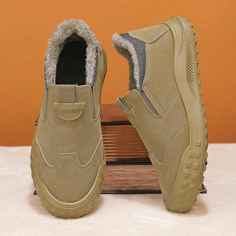 

Snow boots men s shoes winter fur integrated fleece thickened cotton shoes lazy one pedal non-slip casual tide shoes 39