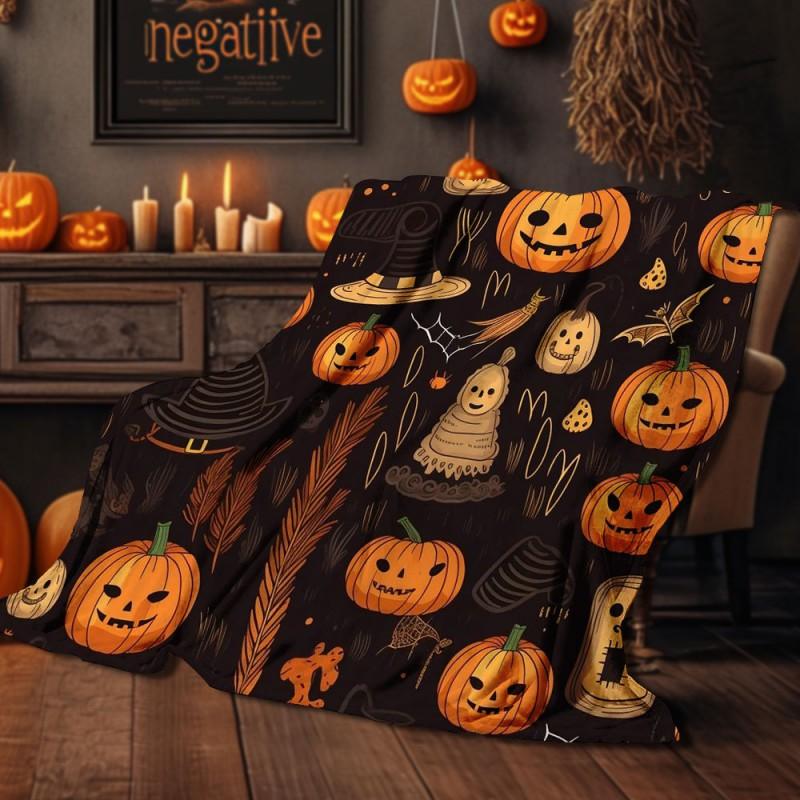 Halloween Print Flannel Blanket Soft Cozy Throw Bed Sofa Plush Fleece 70x100 To 150x200cm