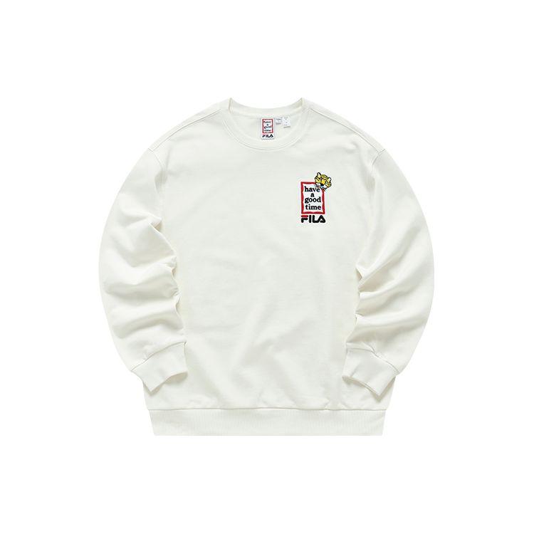 Fila X Have A Good Time Year Of The Tiger Collection Logo Pattern Knitted Pullover Crewneck Loose Sweatshirt Unisex Sweatshirt F11U219204F-WT
