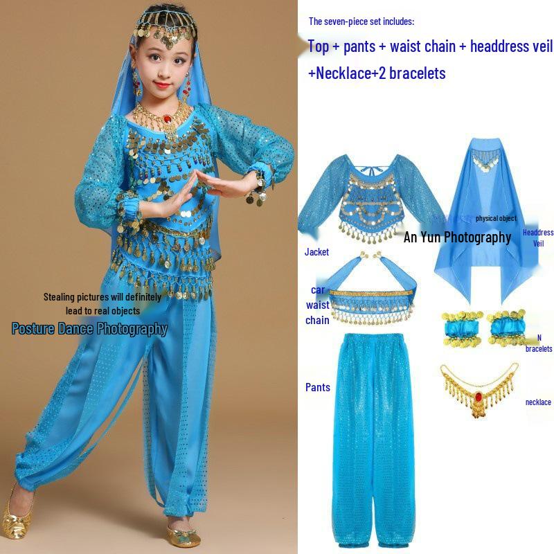 Children's Xinjiang Ethnic Dance Costume for Girls - Toddler Belly Dance Performance Outfit