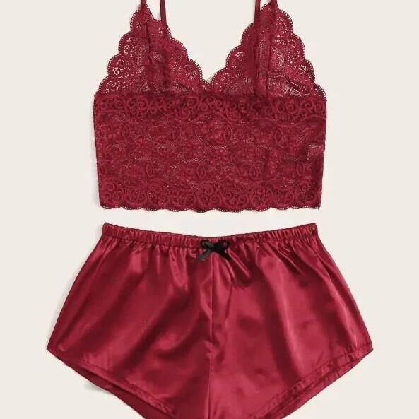 Lace Camisole & Bloomers Set for Women, European & American Style Lingerie Medium