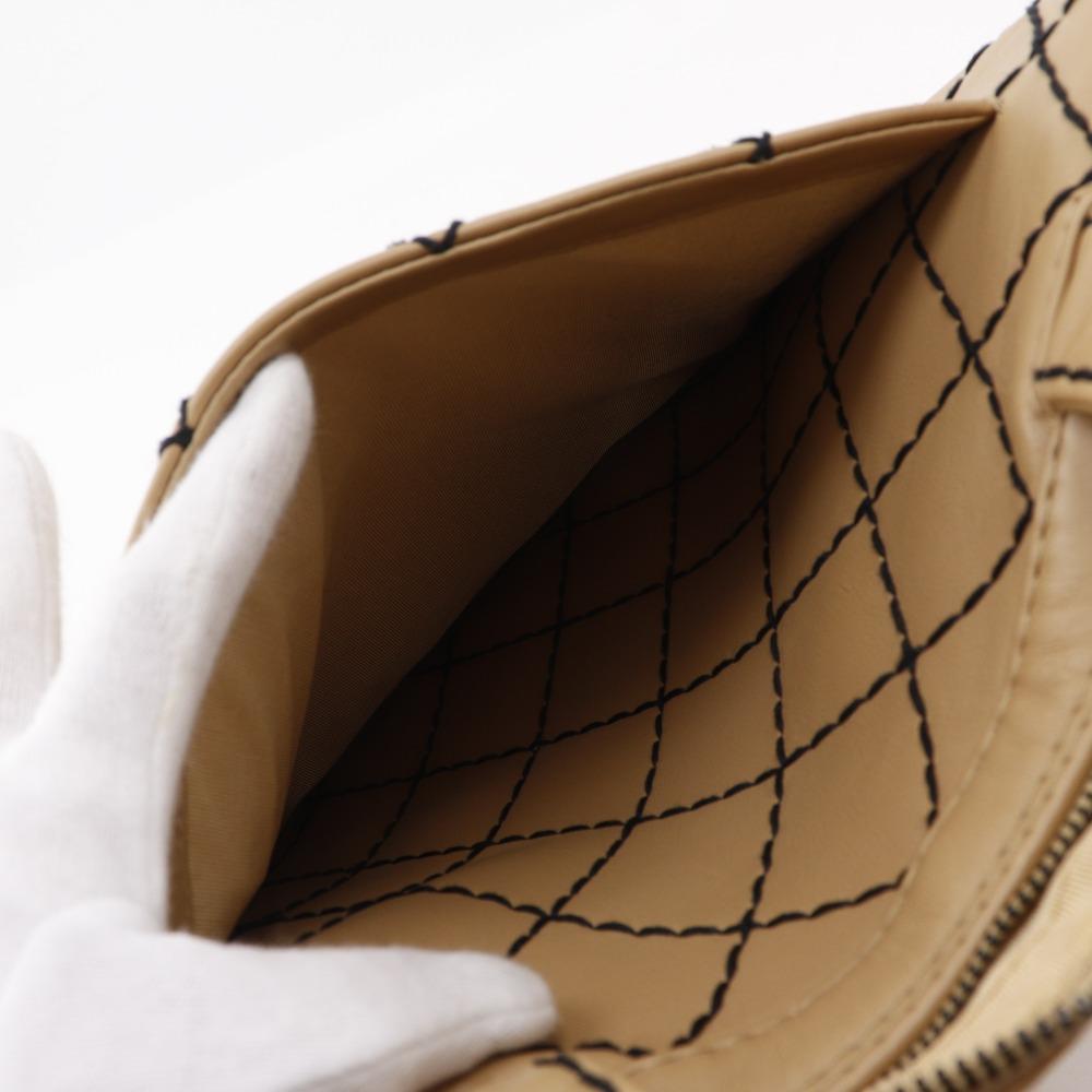 Chanel Wild Stitch Tote Bag A14693 Beige Calfskin Women Used