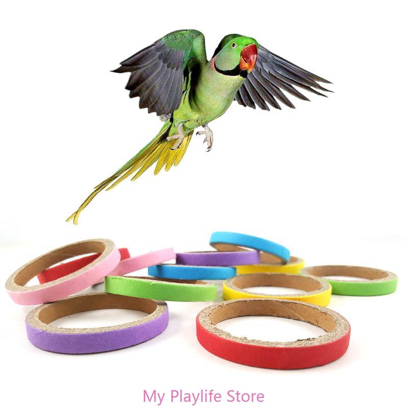 

Bird Tearing Chew Toy for Teeth Colorful Wooden Rings Cage Hanging String Toy Pet Grinding Teeth