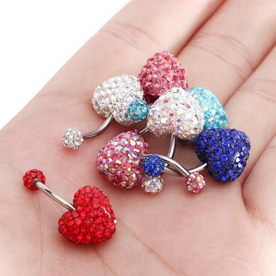 Fashion Heart-shaped Ball Crystal Body Piercing Belly Button Rings Umbilical Ring Navel Piercing