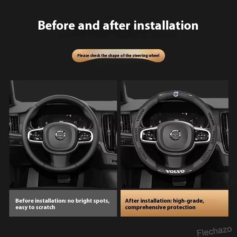 Carbon Fiber Car Steering Wheel Cover For Volvo Xc60 Xc90 V40 V60 S60 V50 V90 S80 C40 XC40 V70 XC70 C30 C70 Leather Accessories