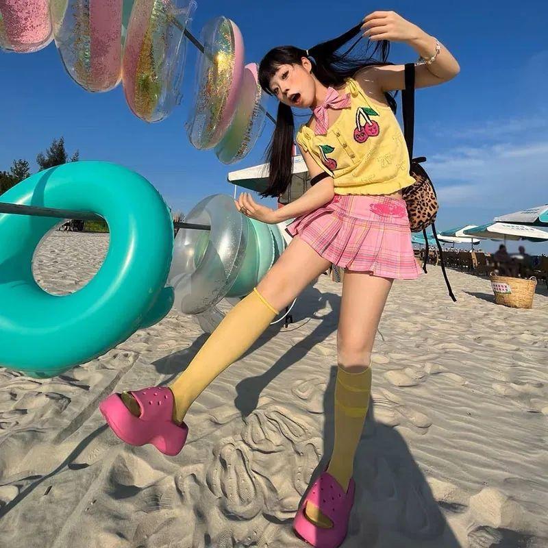Preppy Style Pink Plaid Mini Skirts Women American Retro Y2k Kawaii Streetwear Embroidery A Line Skirts E-girl