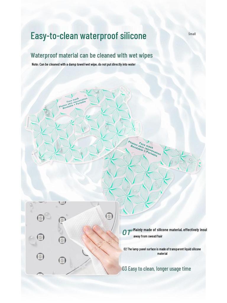 Red-Blue LED Beauty Mask: Home Facial Silicone Photon Rejuvenation Device with Neck Infrared Spectrometer