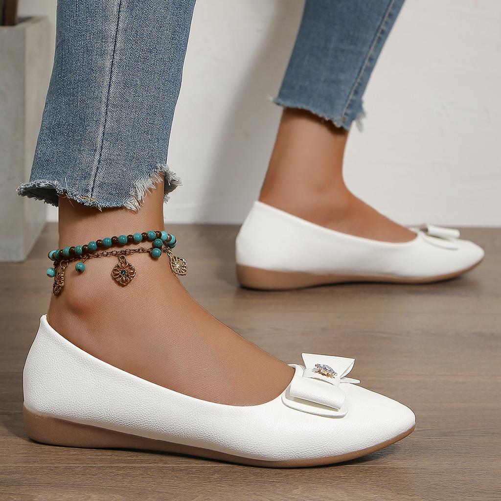 Women's Casual Single Shoes In , New Versatile and Comfortable, One Footed Bean Shoes, Bow Mary Jane Shoes