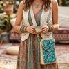 Dames Boho-Stijl Kleurrijke Kralen Portemonnee Portemonneetje met Handgemaakte Patronen Lichtgewicht Telefoon Schoudertas voor Dames Kleine Crossbody Telefoon Tas