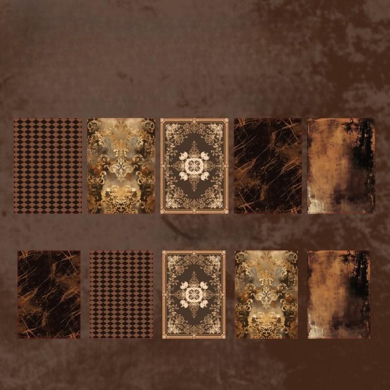 

10 листов/упаковка Легкий бумажный материал Бумага, Черный/Красный/Синий/Золотой Темный стиль, Для украшения ручного аккаунта, Упаковка для подарков на Хэллоуин 10Sheets золотистый