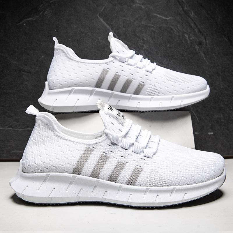 Shoes Men'S Flying Weaving Breathable Sneakers Men'S Fashion Outdoor Running Shoes Low Top Mesh Men'S Shoes