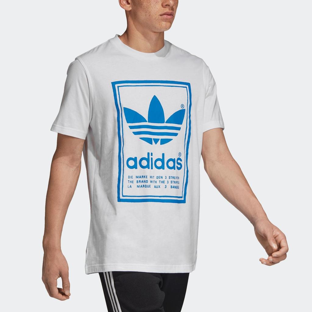 Adidas Originální Vintage 3-pruhy Retro Sportovní tričko s krátkým rukávem a kulatým výstřihem Pánské topy Bílé DJ2716