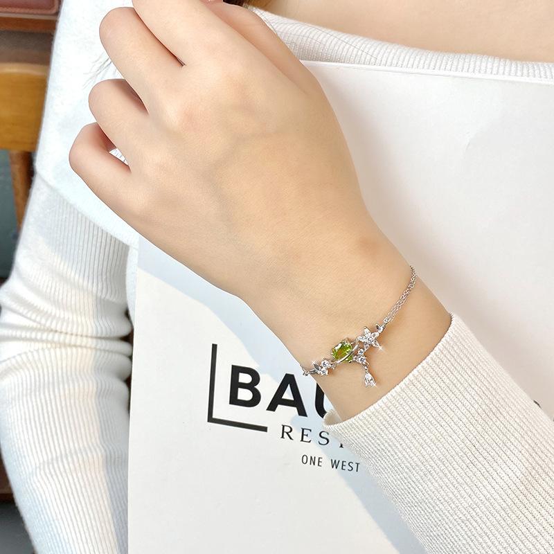 S925 Sterling Silver Star Butterfly Bracelet Natural Original Stone Fashion Korean Style Minimalist High Sense Forest Style Hand Jewelry For Women